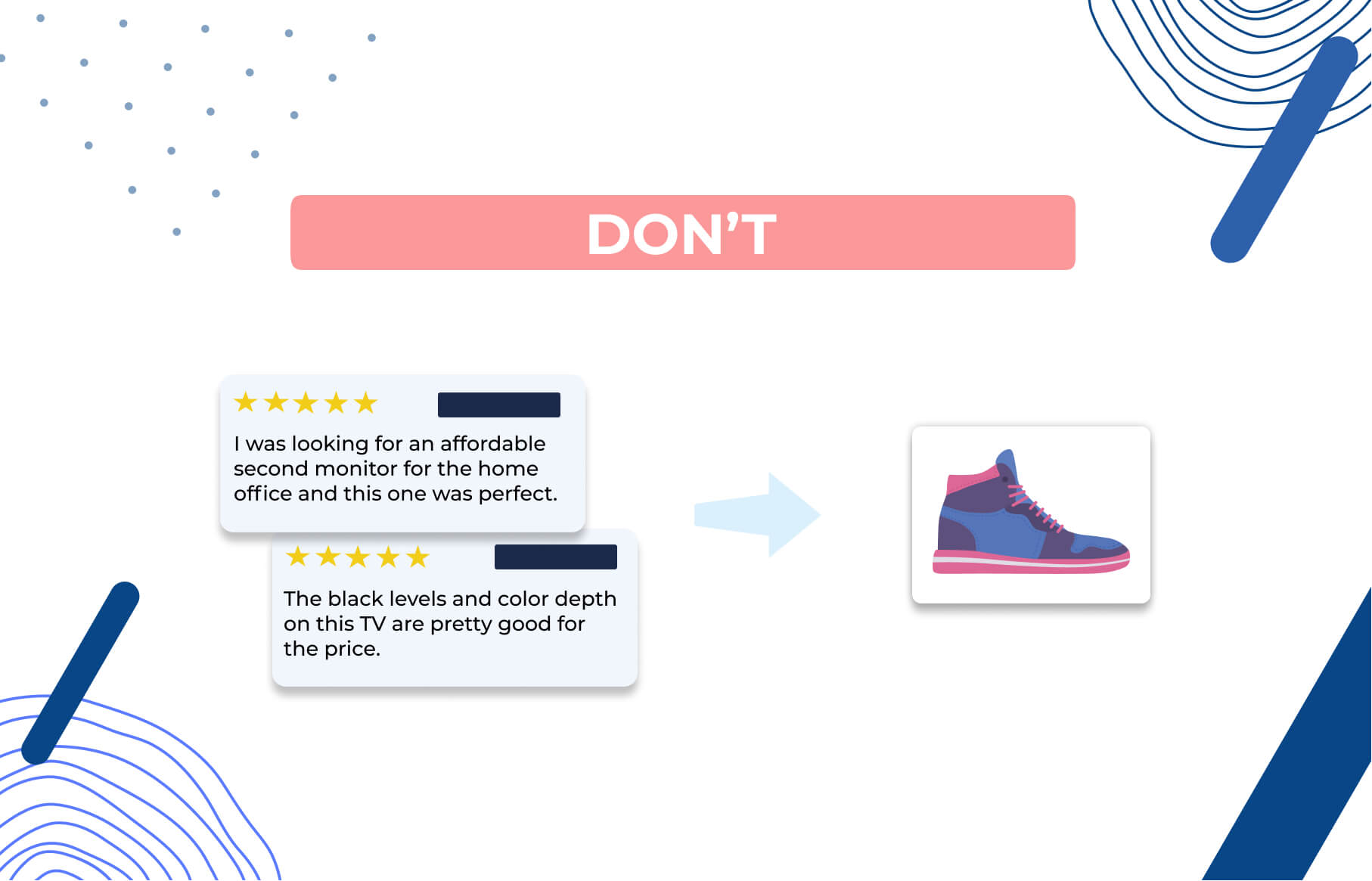 Bad example: import reviews for a TV to your sneaker shop