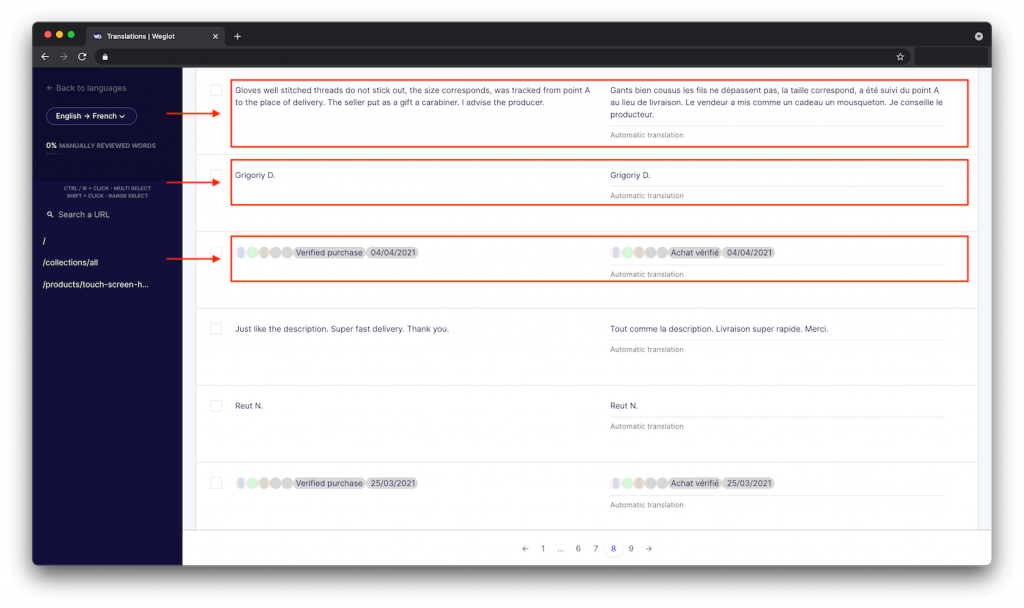 Opinew With Weglot - Edit your review translations