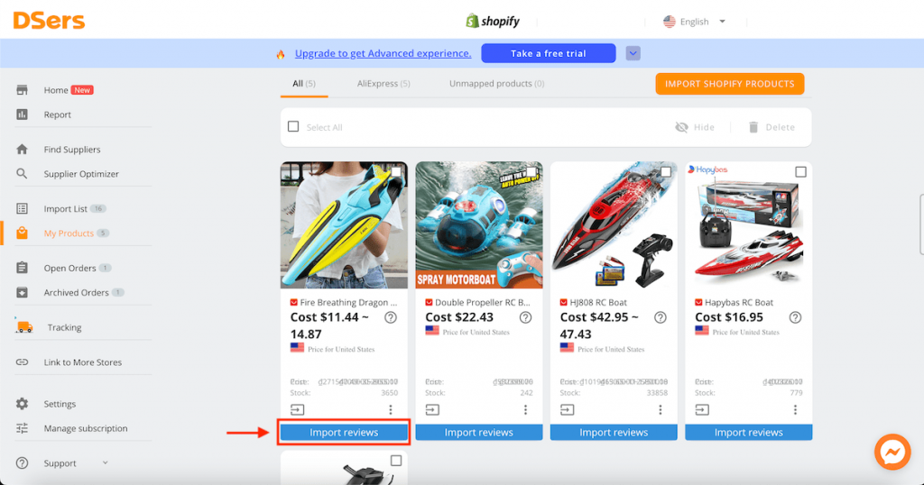import reviews from DSers to Shopify