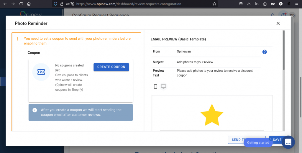 Add a coupon to your review requests Step 2