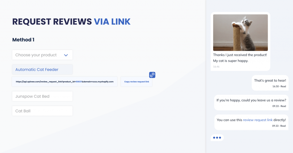 Shopify review requests via link method 1